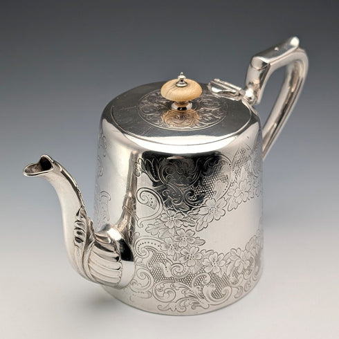 1900 British antique silver plate teapot John Henry Potter